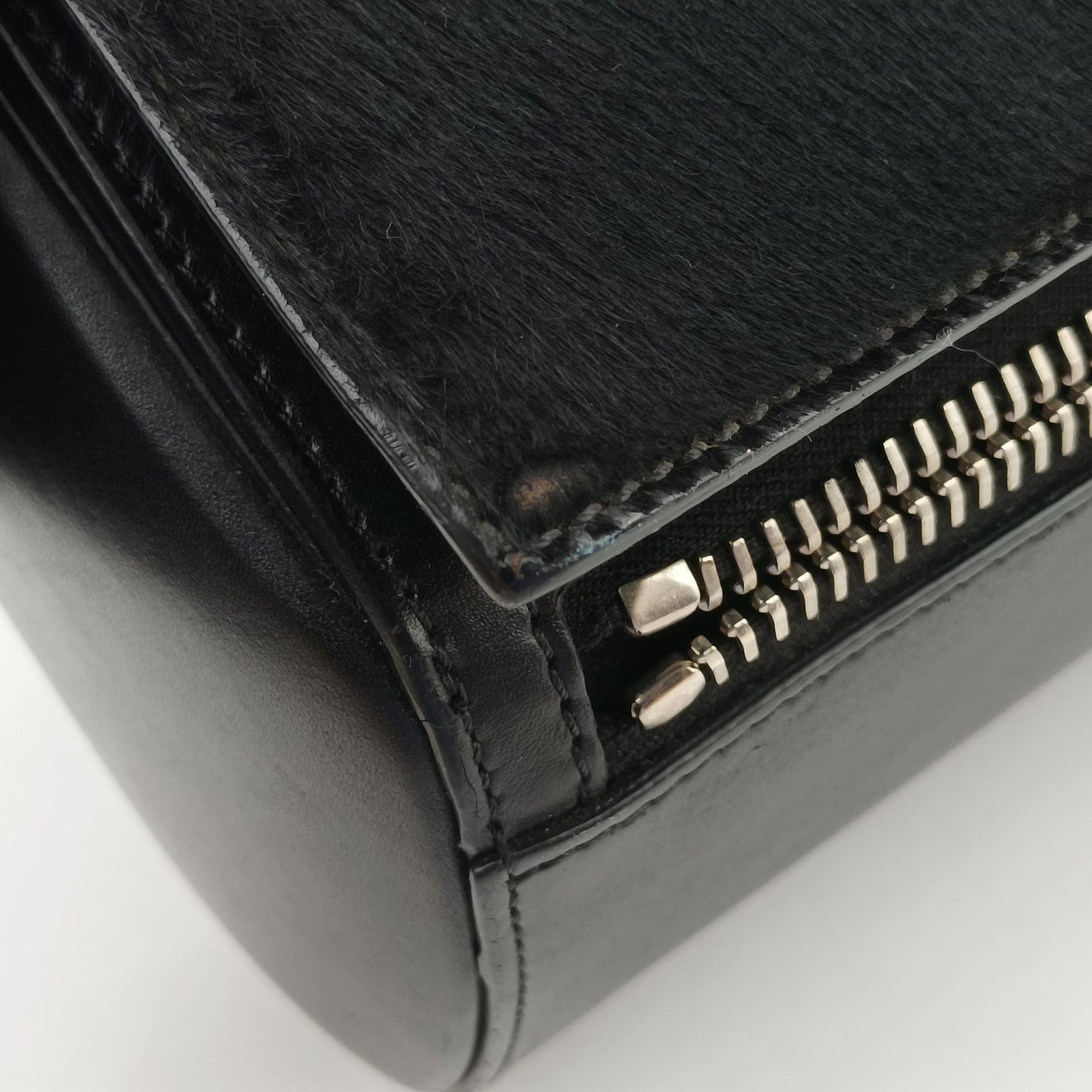 Vintage Givenchy Pandora Box Black Leather × Ponyhair  shoulderbag | stylenewstar