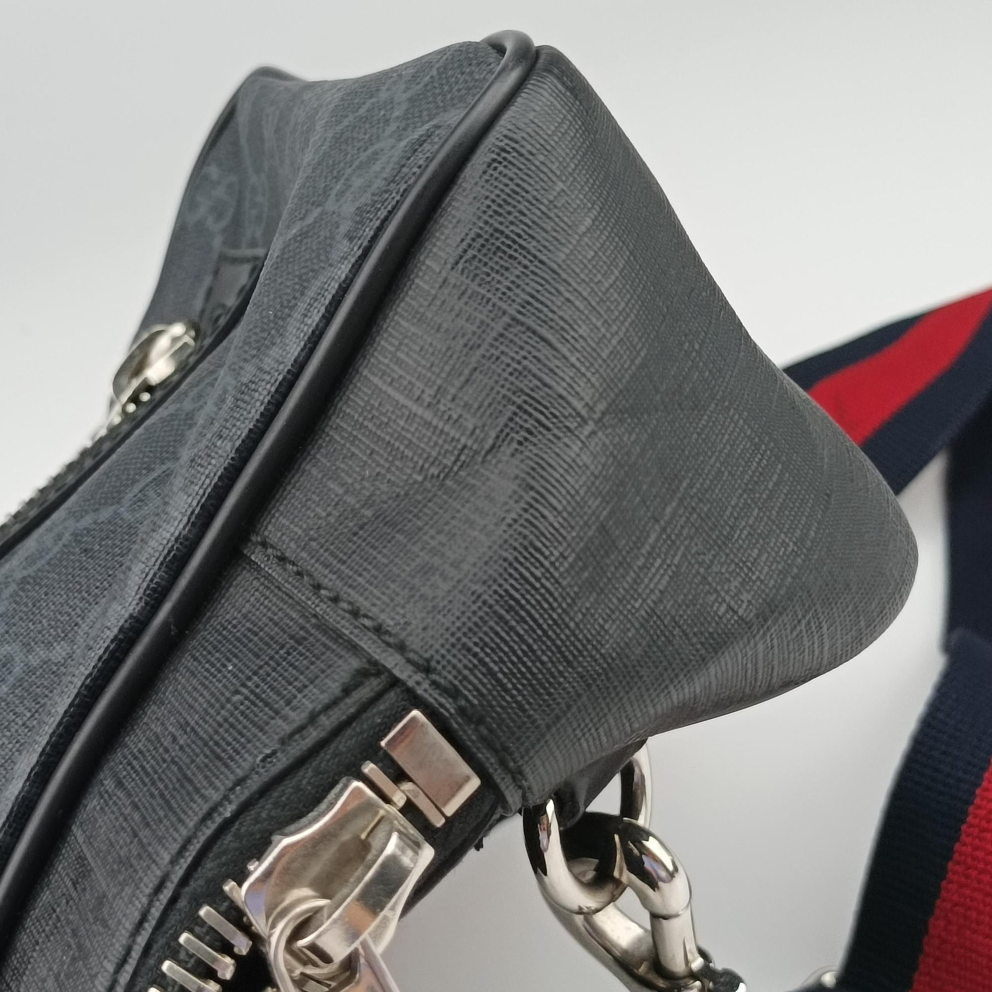 Pre-owned Gucci GG Supreme Navy x Black PVC coated canvas 478325 bum bag/waist bag | stylenewstar
