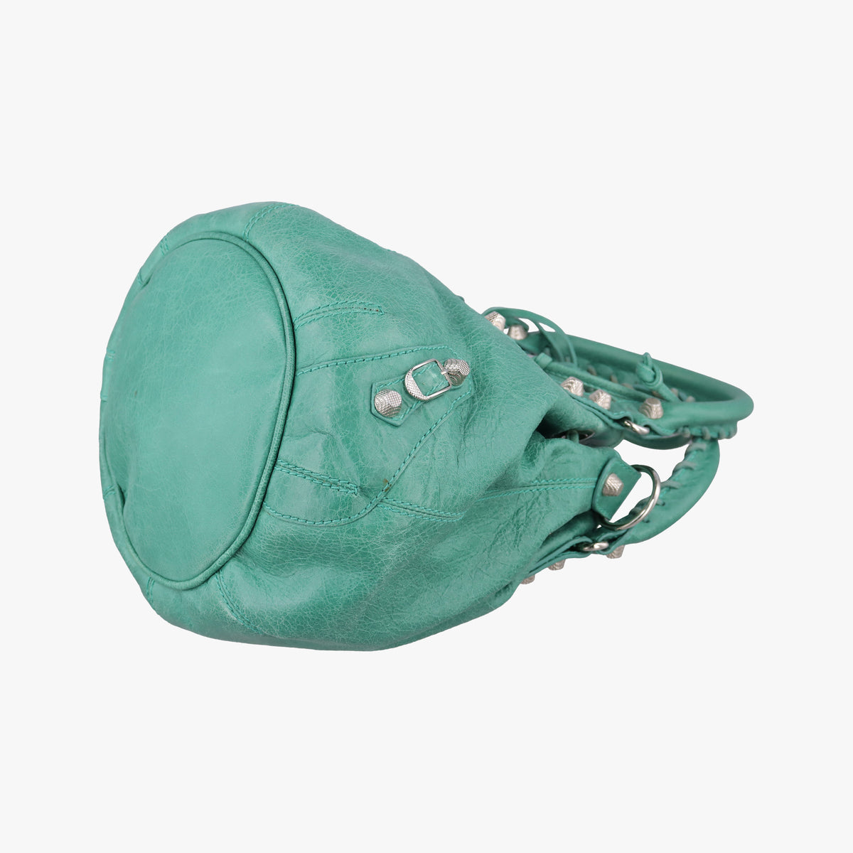 Pre-owned Balenciaga Pompon Green Leather  shoulderbag | stylenewstar