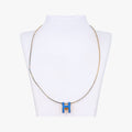 Pre-owned Hermes Pop H Golden×Blue GP  necklace | stylenewstar