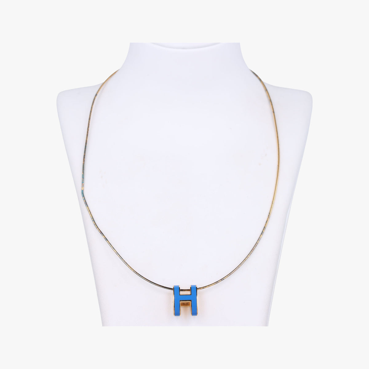 Pre-owned Hermes Pop H Golden×Blue GP  necklace | stylenewstar