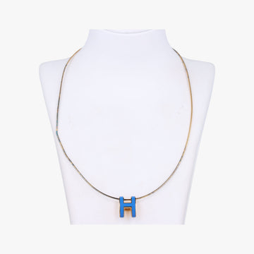 Pre-owned Hermes Pop H Golden×Blue GP  necklace | stylenewstar
