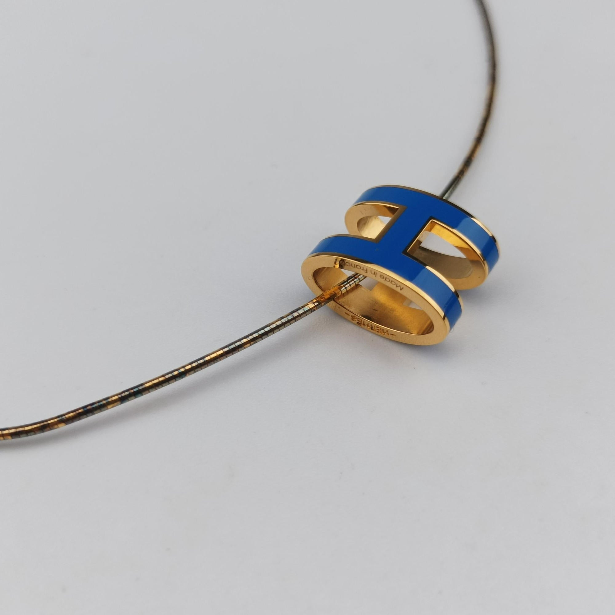Pre-owned Hermes Pop H Golden×Blue GP  necklace | stylenewstar
