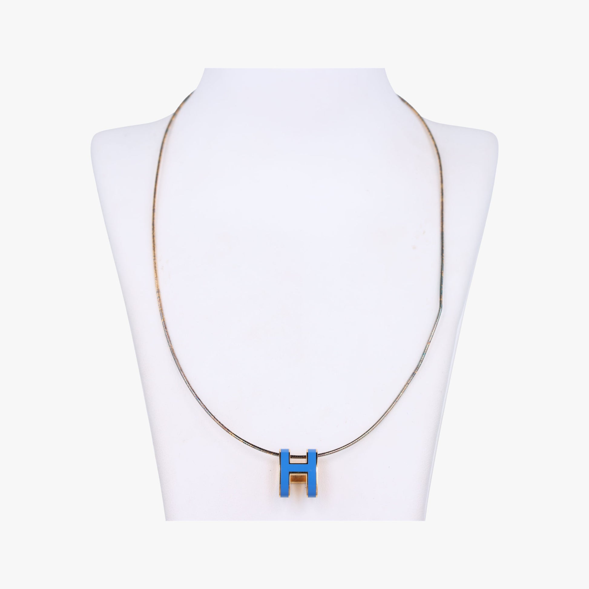 Pre-owned Hermes Pop H Golden×Blue GP  necklace | stylenewstar