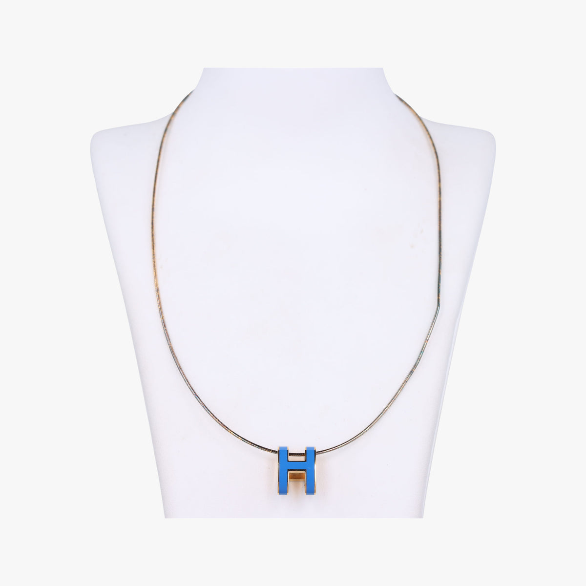 Pre-owned Hermes Pop H Golden×Blue GP  necklace | stylenewstar