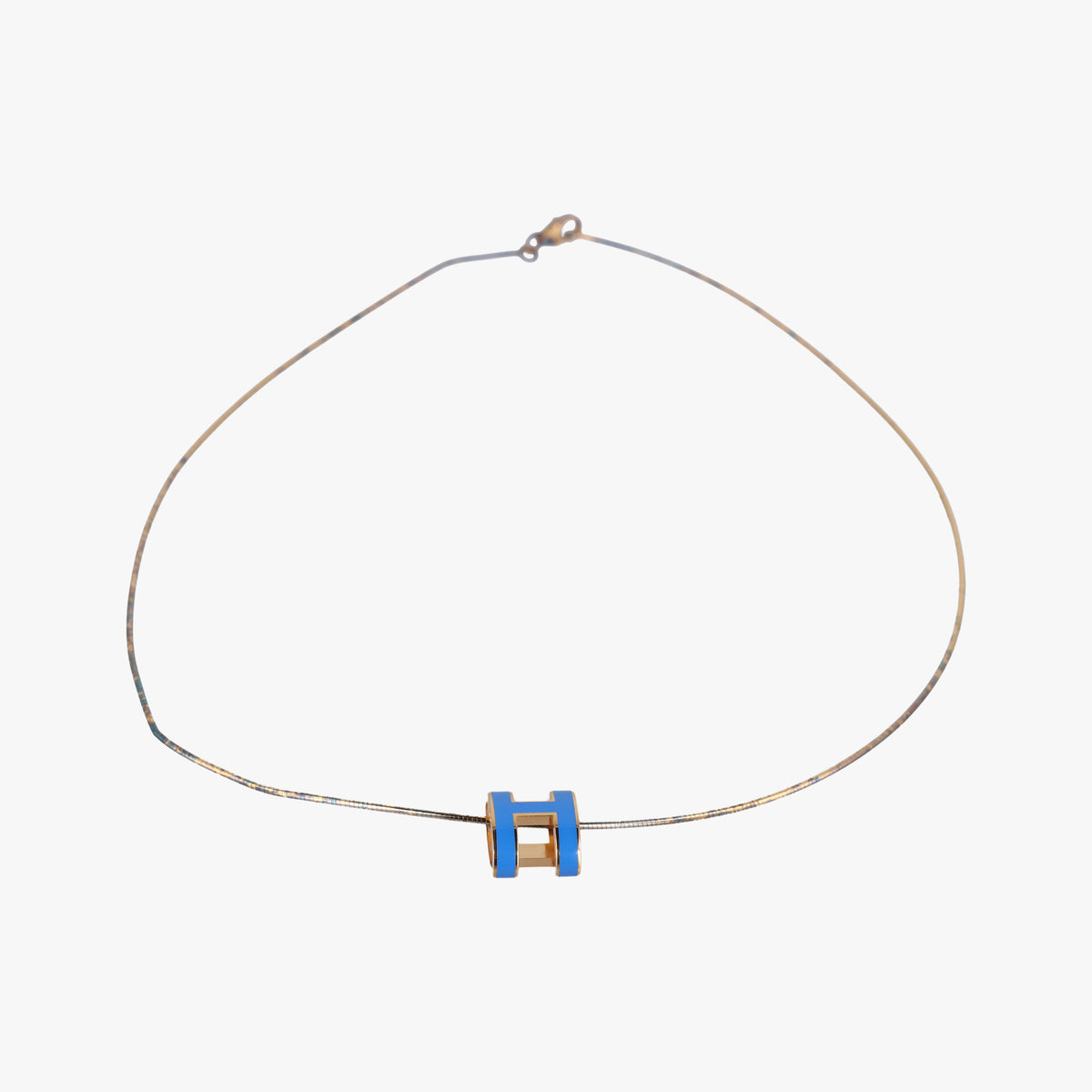 Pre-owned Hermes Pop H Golden×Blue GP  necklace | stylenewstar
