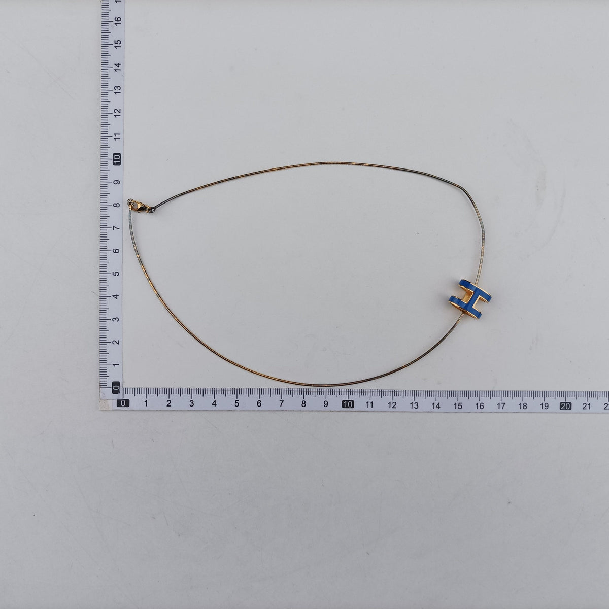 Pre-owned Hermes Pop H Golden×Blue GP  necklace | stylenewstar