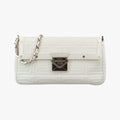 Pre-owned VERSACE Couture Greca pattern flap White Leather  shoulderbag | stylenewstar