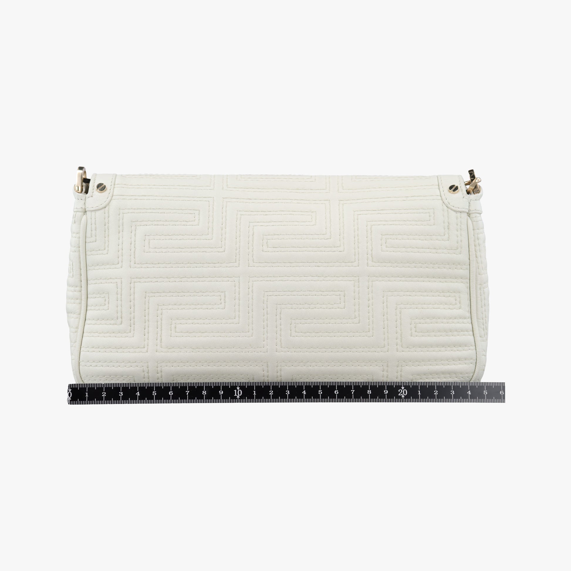 Pre-owned VERSACE Couture Greca pattern flap White Leather  shoulderbag | stylenewstar