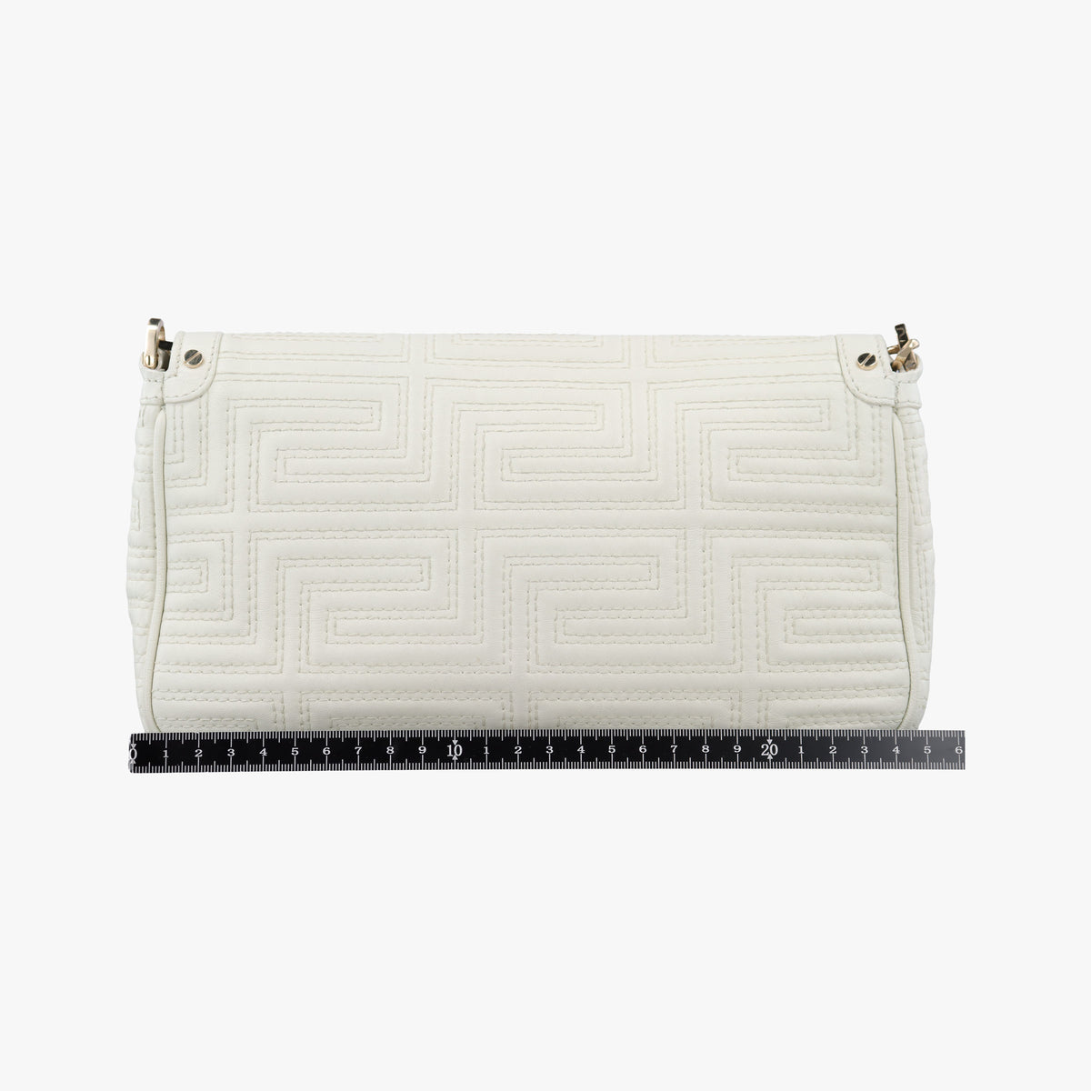Pre-owned VERSACE Couture Greca pattern flap White Leather  shoulderbag | stylenewstar