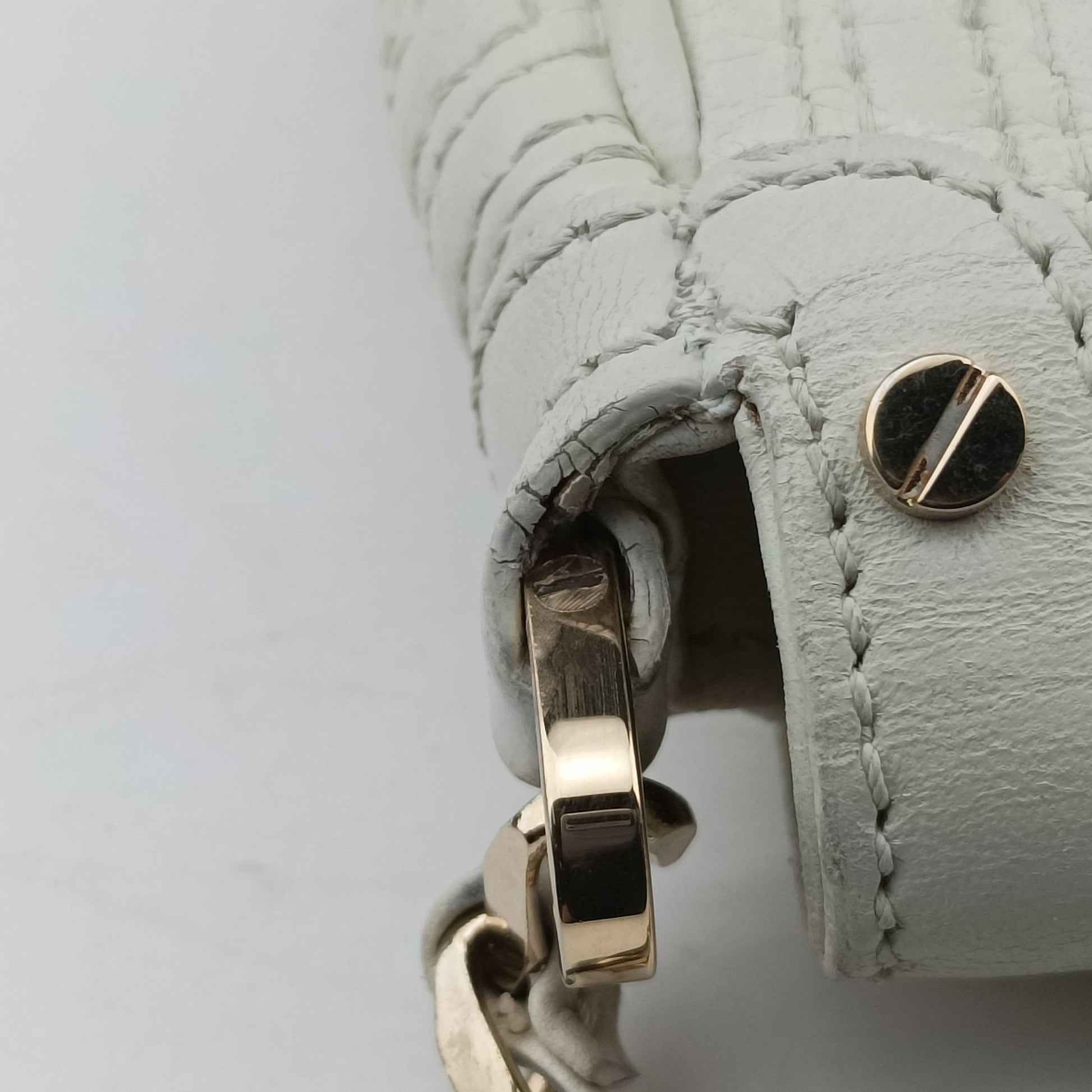 Pre-owned VERSACE Couture Greca pattern flap White Leather  shoulderbag | stylenewstar
