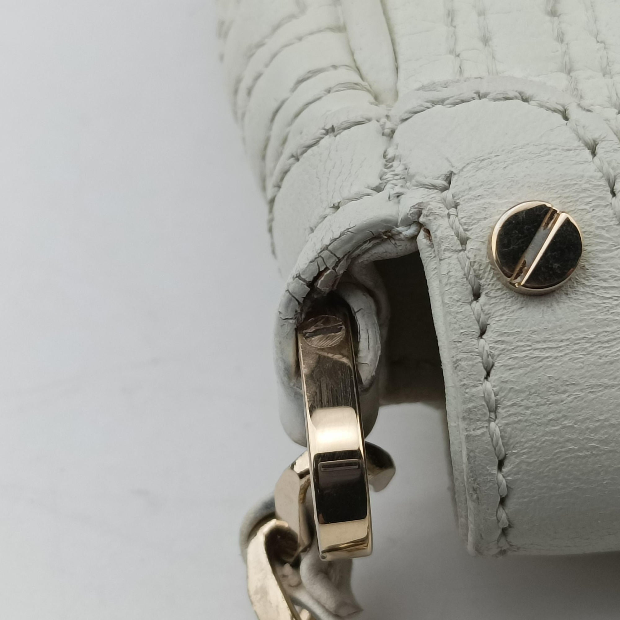 Pre-owned VERSACE Couture Greca pattern flap White Leather  shoulderbag | stylenewstar