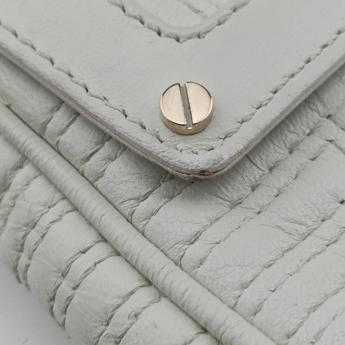 Pre-owned VERSACE Couture Greca pattern flap White Leather  shoulderbag | stylenewstar
