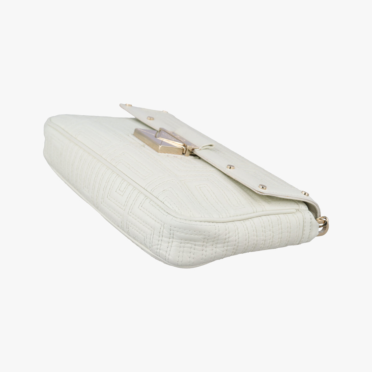 Pre-owned VERSACE Couture Greca pattern flap White Leather  shoulderbag | stylenewstar