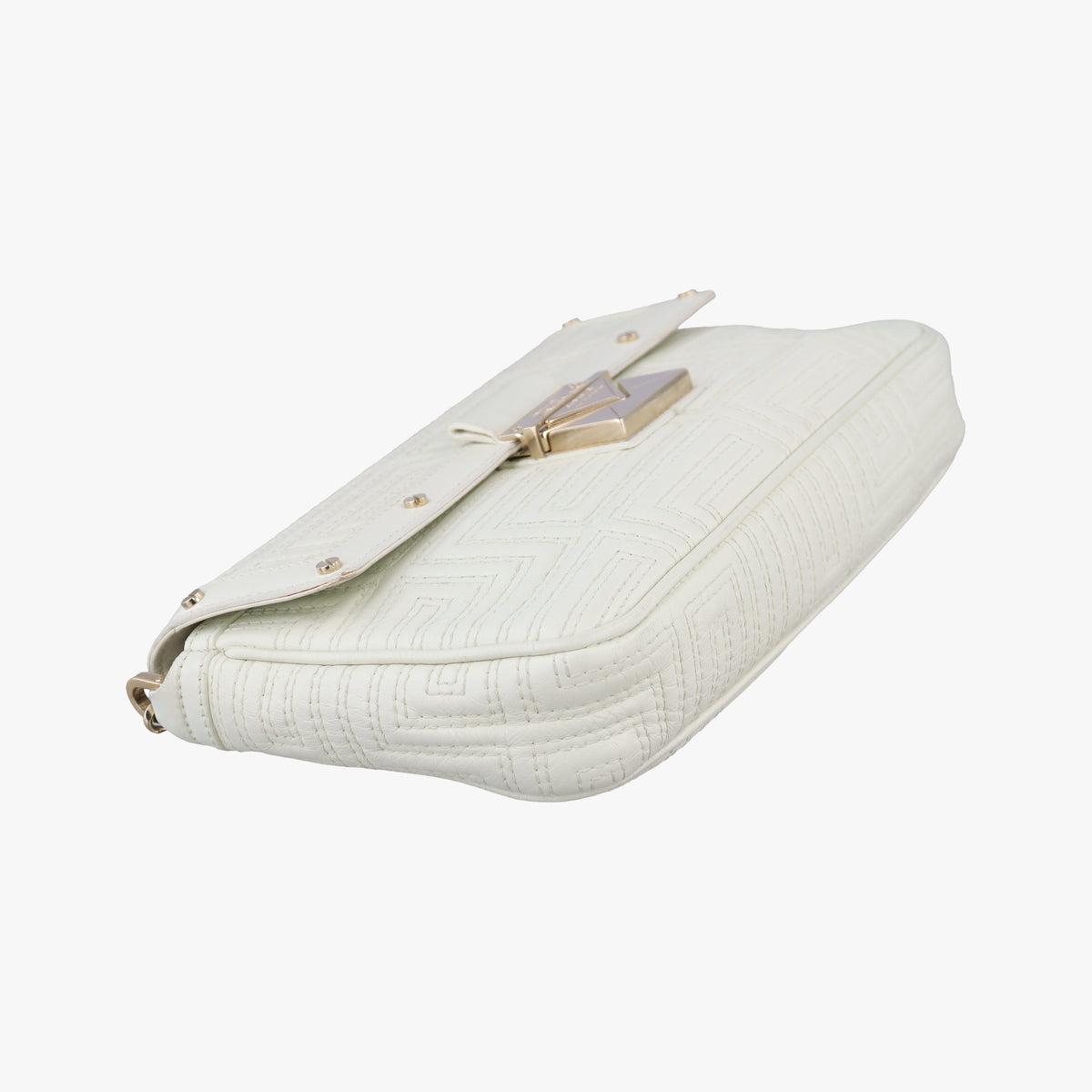 Pre-owned VERSACE Couture Greca pattern flap White Leather  shoulderbag | stylenewstar
