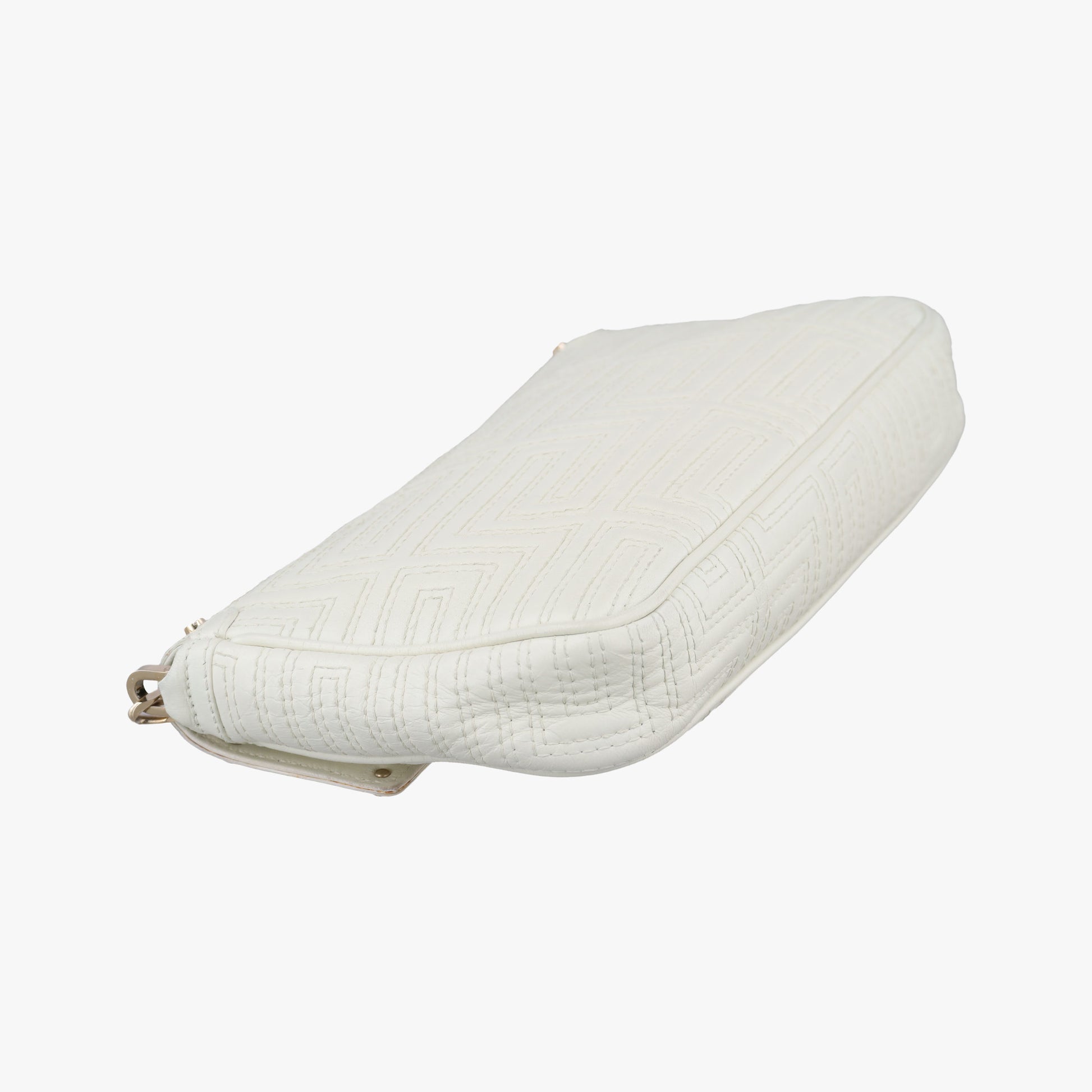 Pre-owned VERSACE Couture Greca pattern flap White Leather  shoulderbag | stylenewstar