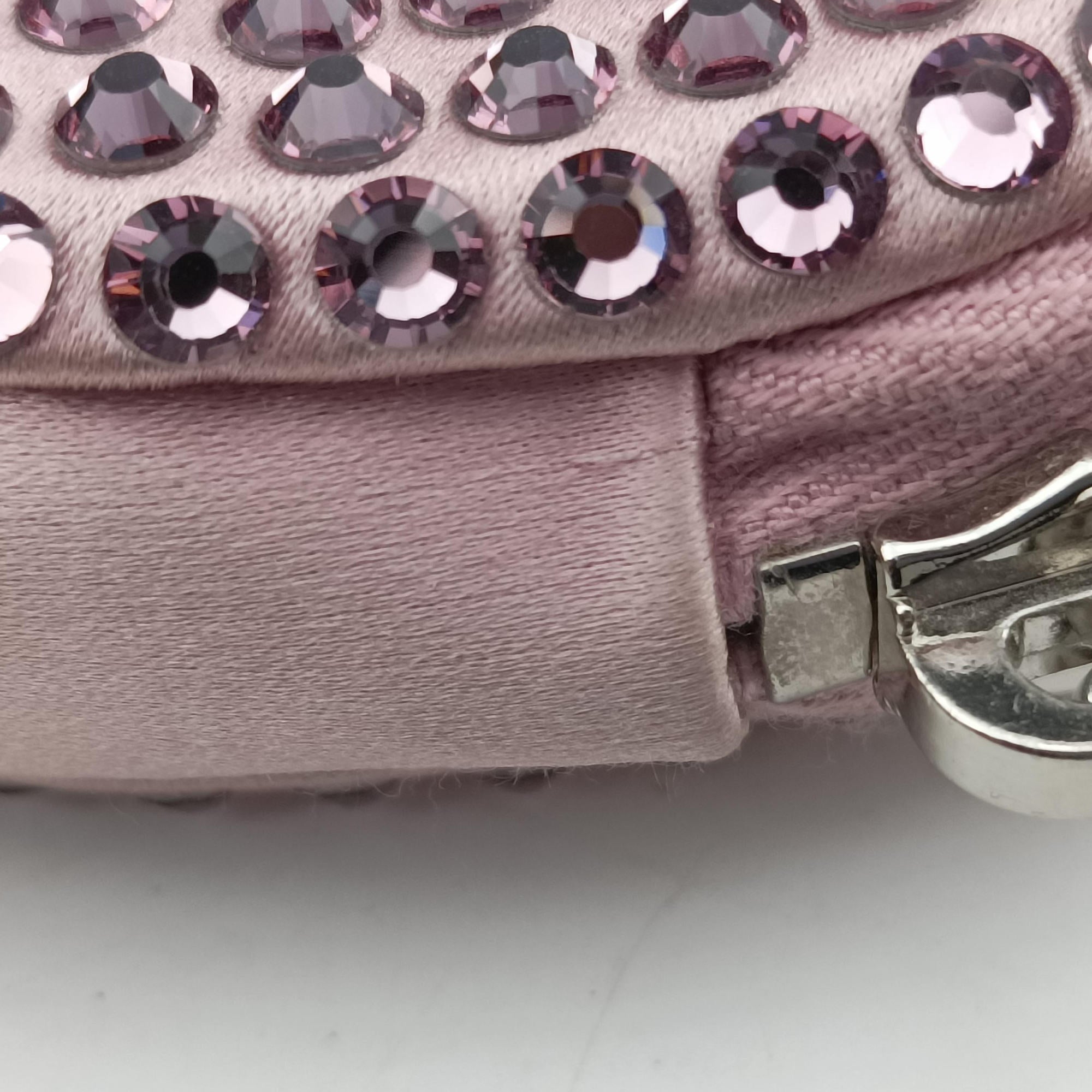 crystal-embellished round Pink silk x Rhinestone 1NR003 42クリスタル ラウンド ピンク シルク x ラインストーン 1NR003 42