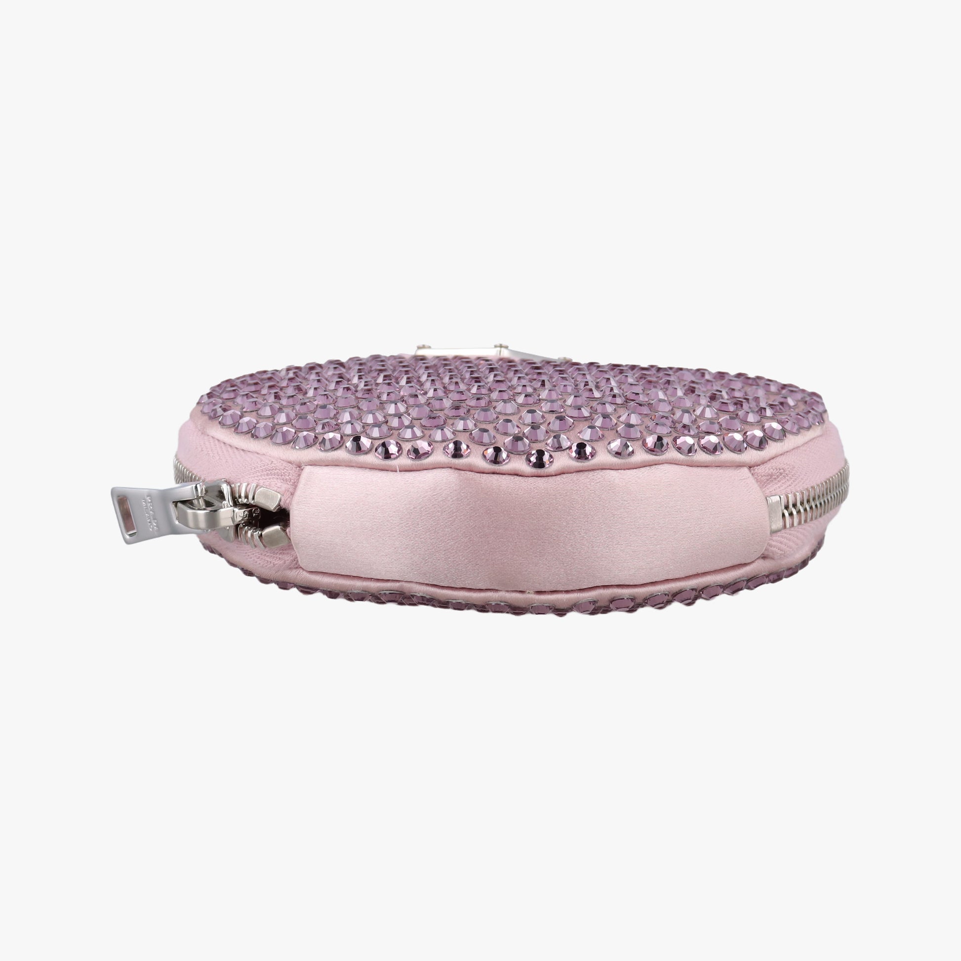 crystal-embellished round Pink silk x Rhinestone 1NR003 42クリスタル ラウンド ピンク シルク x ラインストーン 1NR003 42
