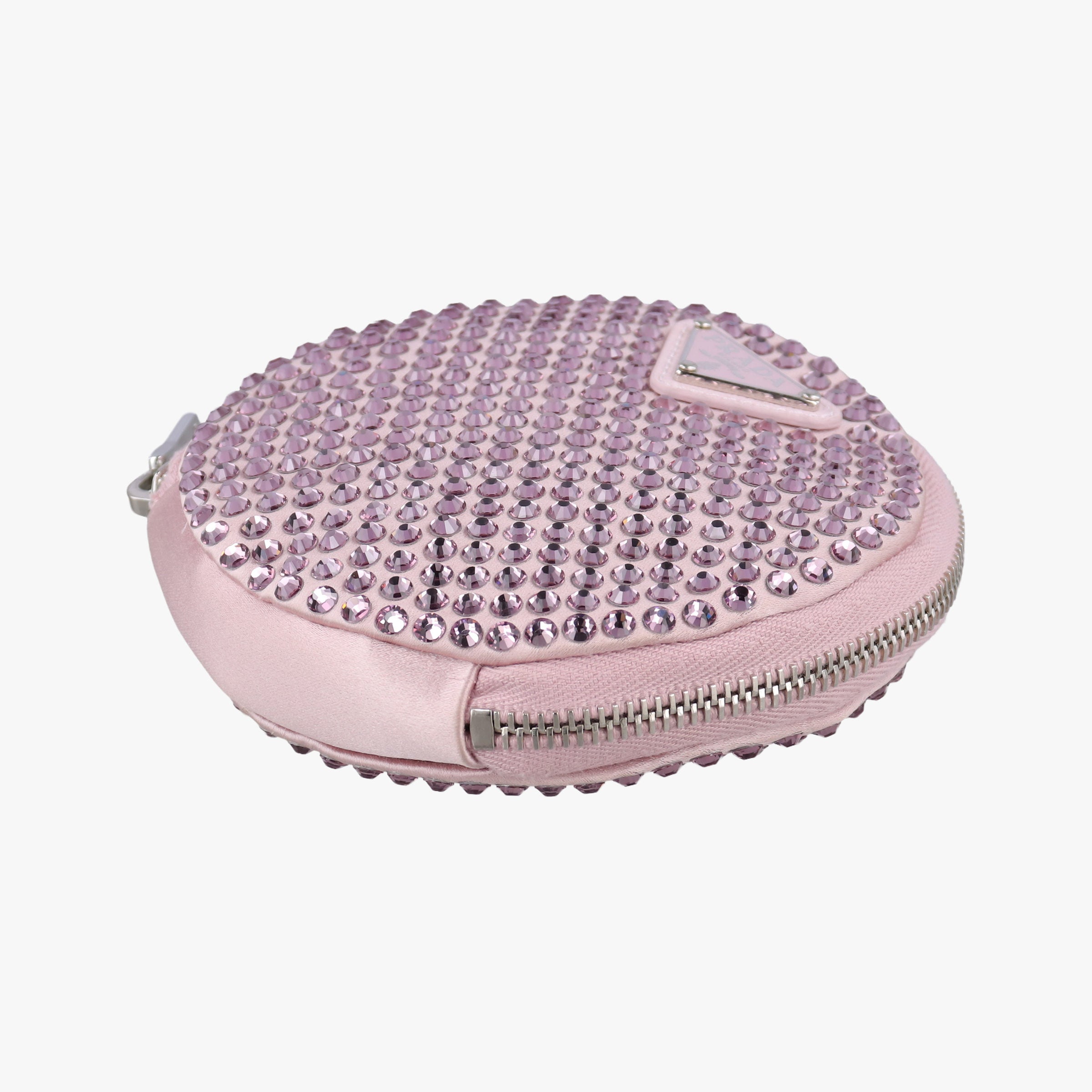 crystal-embellished round Pink silk x Rhinestone 1NR003 42クリスタル ラウンド ピンク シルク x ラインストーン 1NR003 42