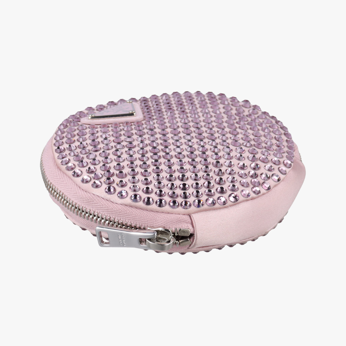 crystal-embellished round Pink silk x Rhinestone 1NR003 42クリスタル ラウンド ピンク シルク x ラインストーン 1NR003 42