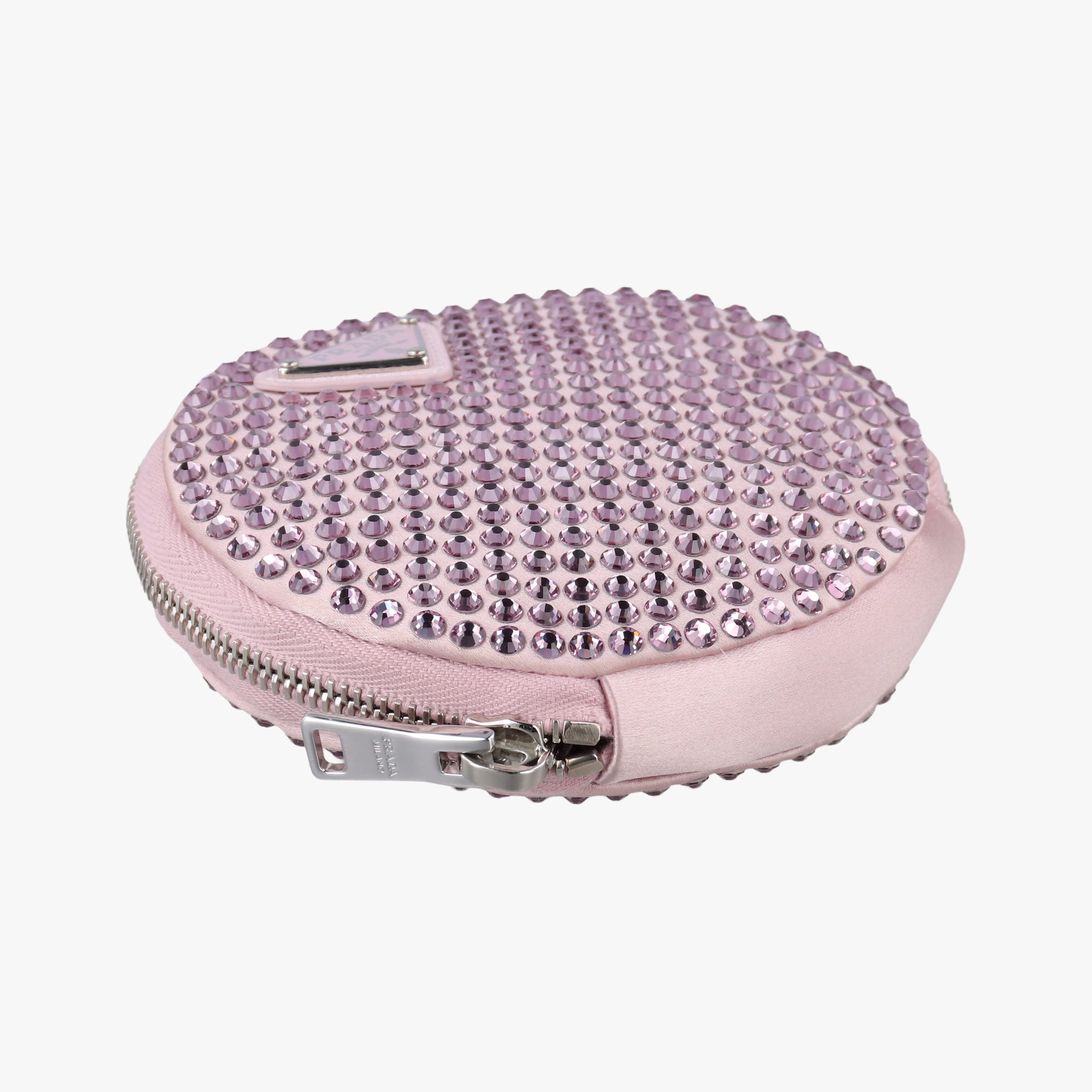 crystal-embellished round Pink silk x Rhinestone 1NR003 42クリスタル ラウンド ピンク シルク x ラインストーン 1NR003 42