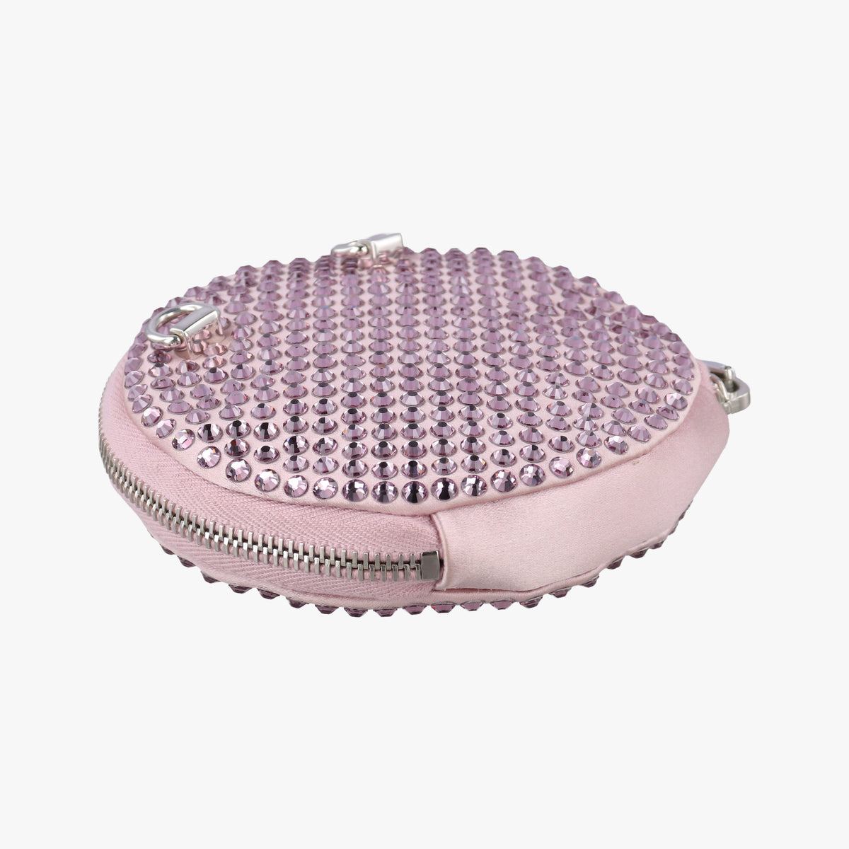 crystal-embellished round Pink silk x Rhinestone 1NR003 42クリスタル ラウンド ピンク シルク x ラインストーン 1NR003 42