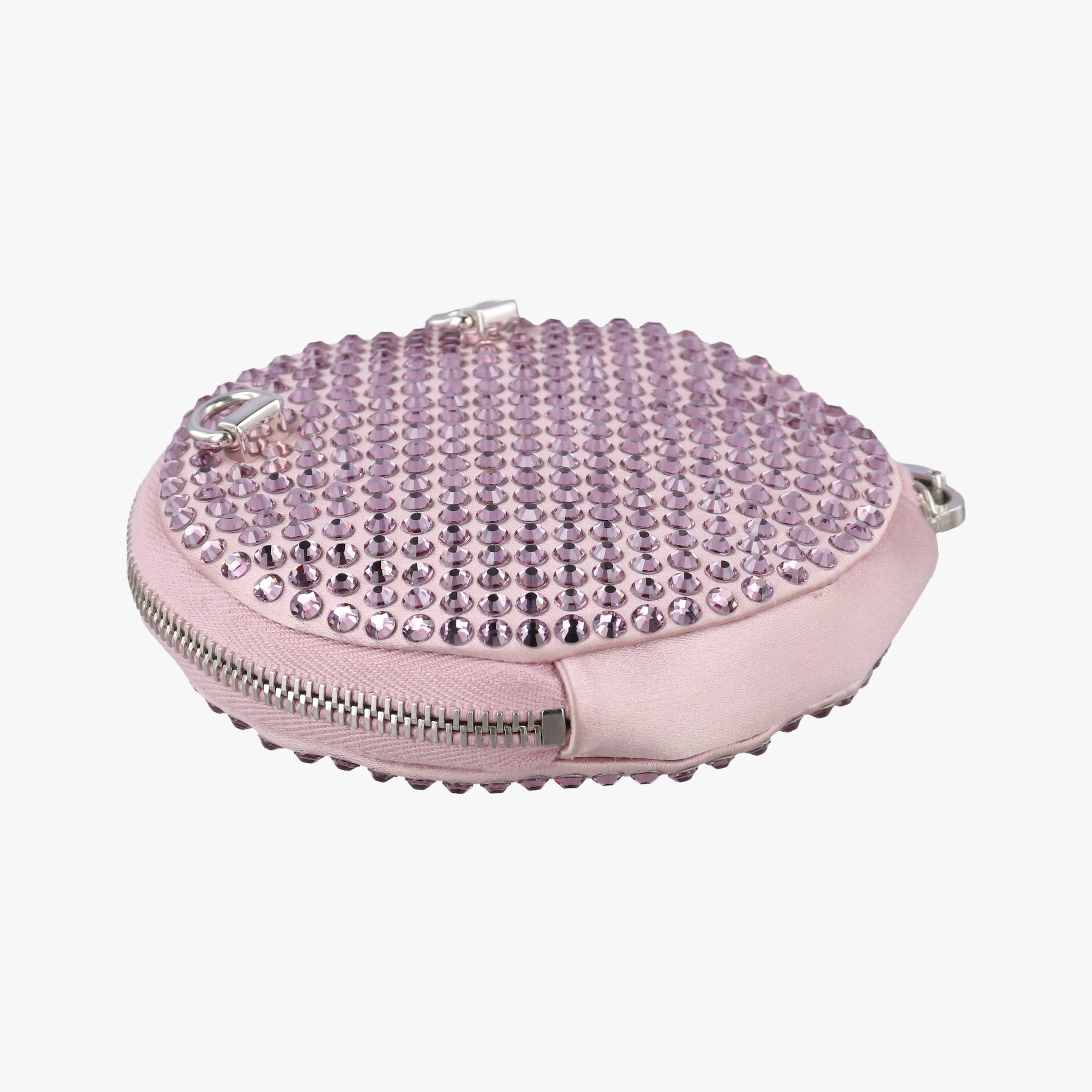crystal-embellished round Pink silk x Rhinestone 1NR003 42クリスタル ラウンド ピンク シルク x ラインストーン 1NR003 42