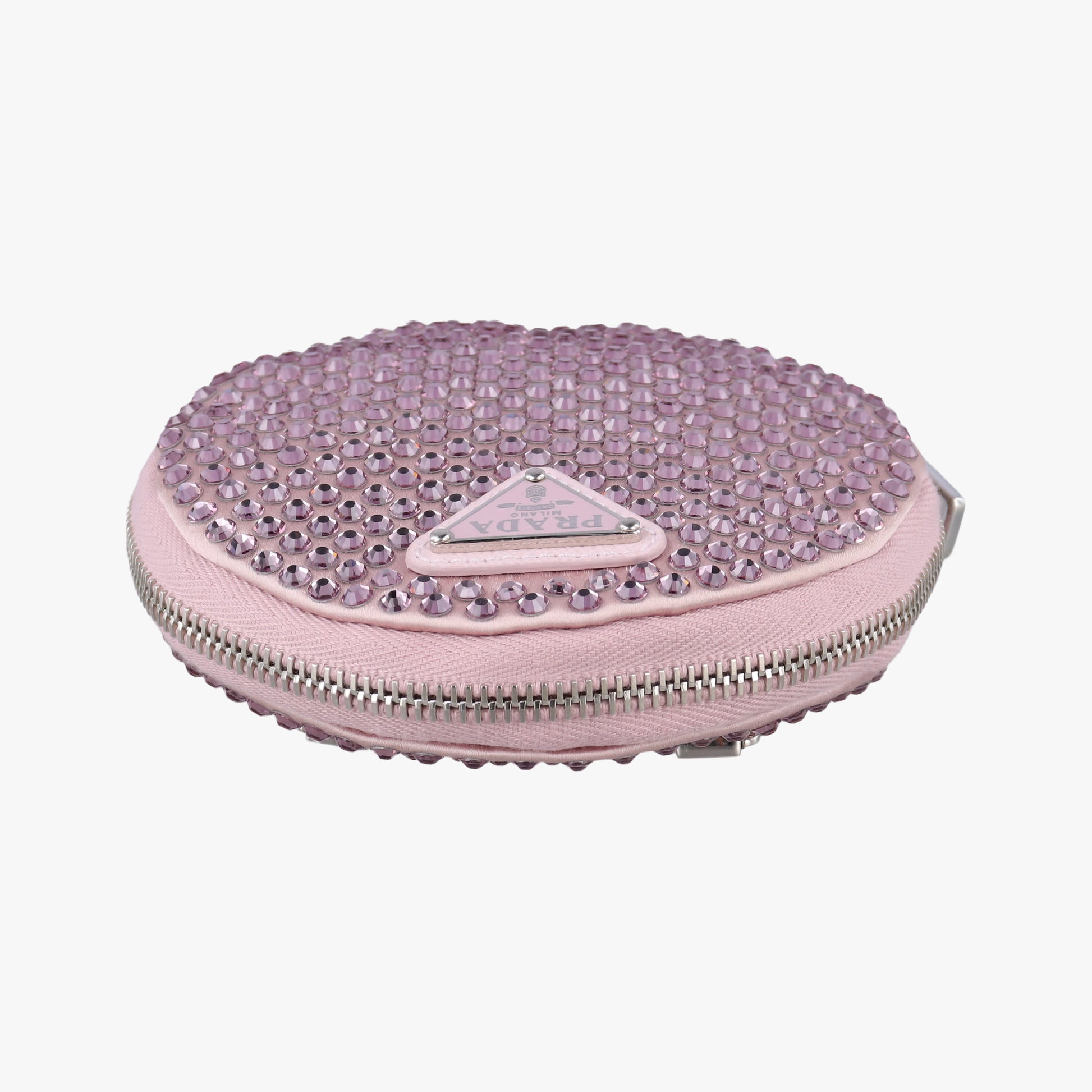 crystal-embellished round Pink silk x Rhinestone 1NR003 42クリスタル ラウンド ピンク シルク x ラインストーン 1NR003 42