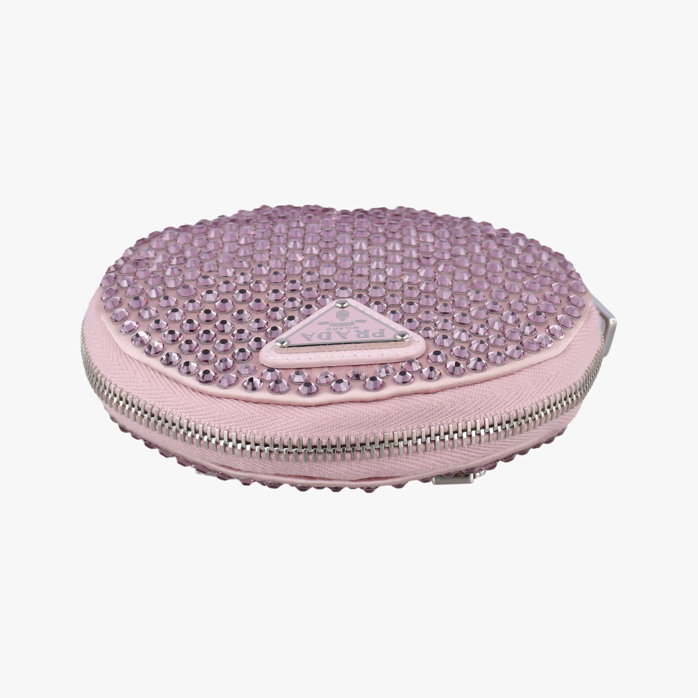 crystal-embellished round Pink silk x Rhinestone 1NR003 42クリスタル ラウンド ピンク シルク x ラインストーン 1NR003 42