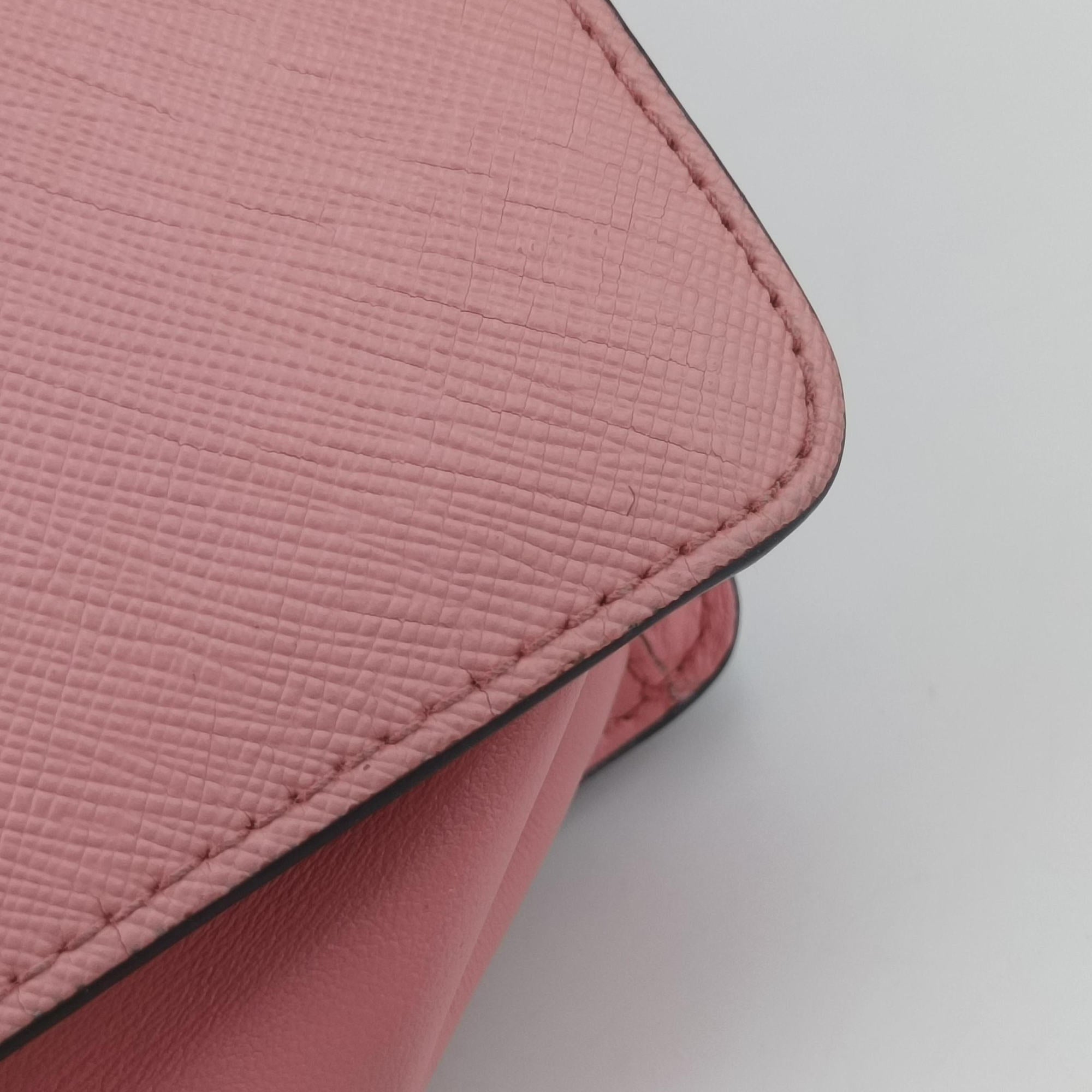 milano logo Pink Saffiano Leather 1BP012 204ミラノロゴ ピンク サフィアーノレザー 1BP012 204
