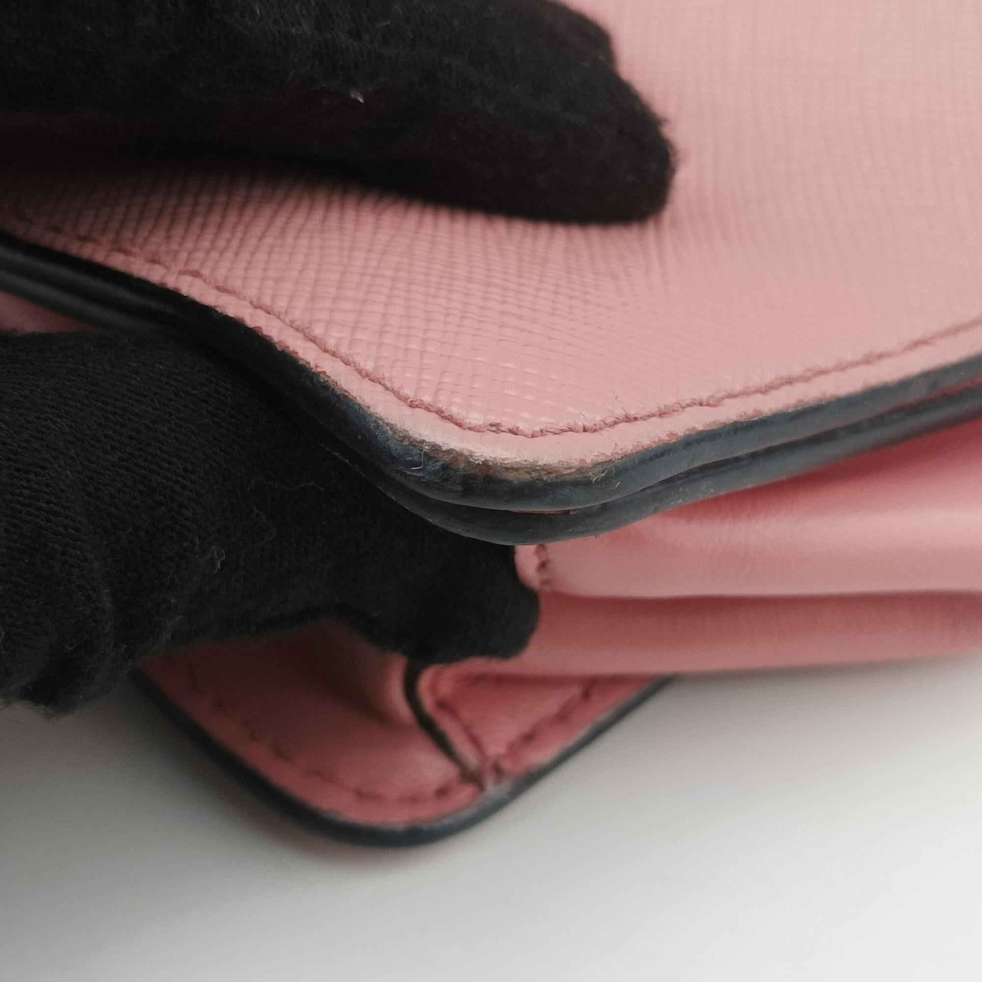 milano logo Pink Saffiano Leather 1BP012 204ミラノロゴ ピンク サフィアーノレザー 1BP012 204