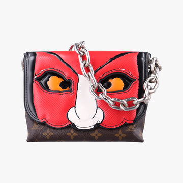 Pochette Kabuki Mask Red × Brown Monogram Canvas × Epi Leather M43527 DU4127ポシェット・カブキ マスク カブキマスクプリント / レッド × ブラウン モノグラム・キャンバス × エピ・レザー M43527 DU4127