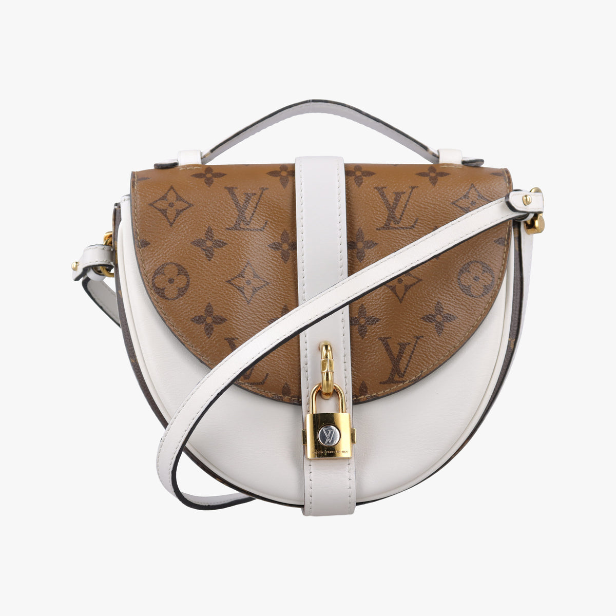 Chantilly Lock Brown x white Monogram x Leather PL0198シャンティイ ロック ブラウン×ホワイト モノグラム×レザー PL0198