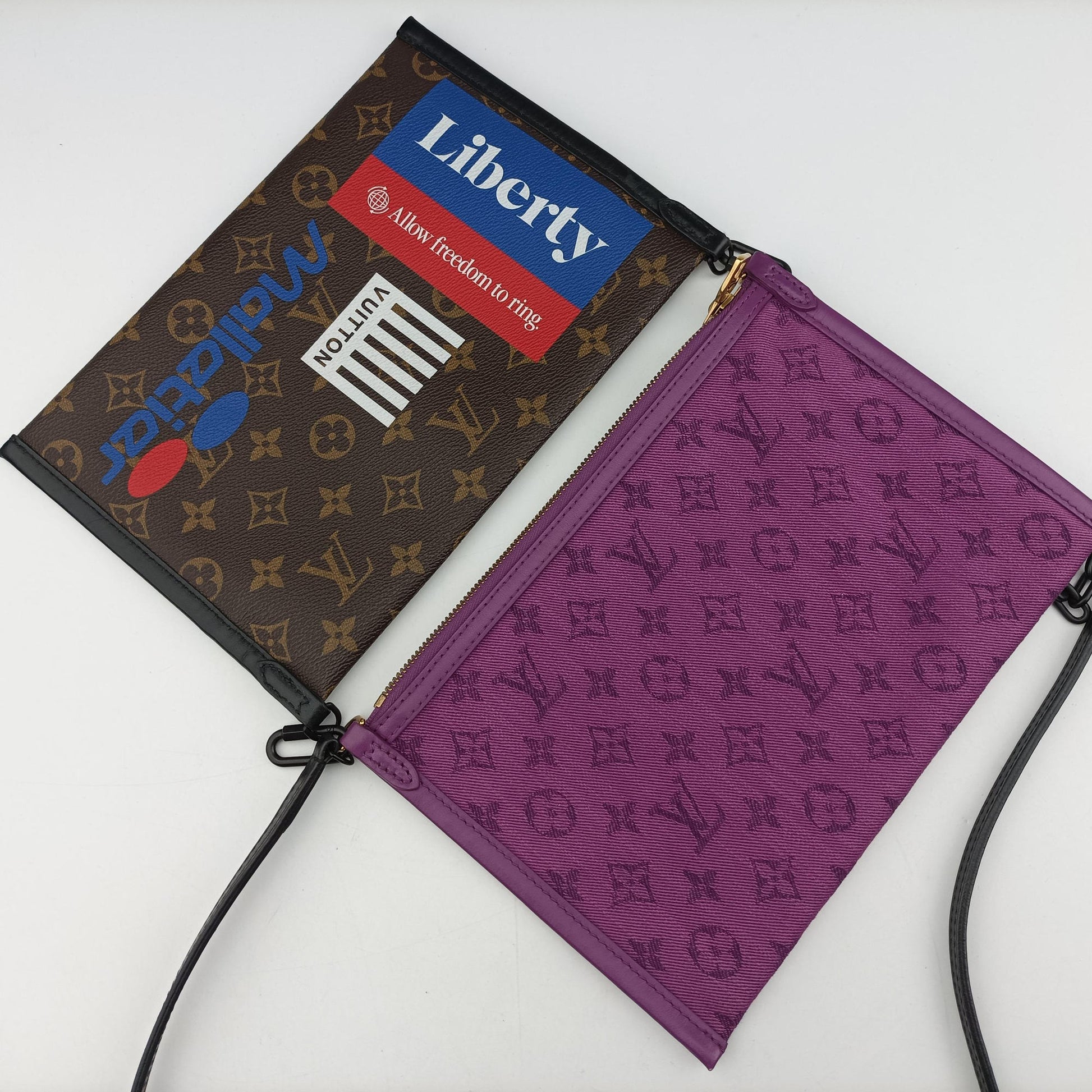 Flat Messenger purple x Brown Monogram Canvas x Denim M44641 CA1159フラットメッセンジャー パープル x ブラウン モノグラム キャンバス x デニム M44641 CA1159