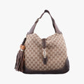 New Jackie Beige×Brown canvas×Leather 246907 F011274255ニュージャッキー ベージュ×ブラウン キャンバス×レザー 246907 F011274255