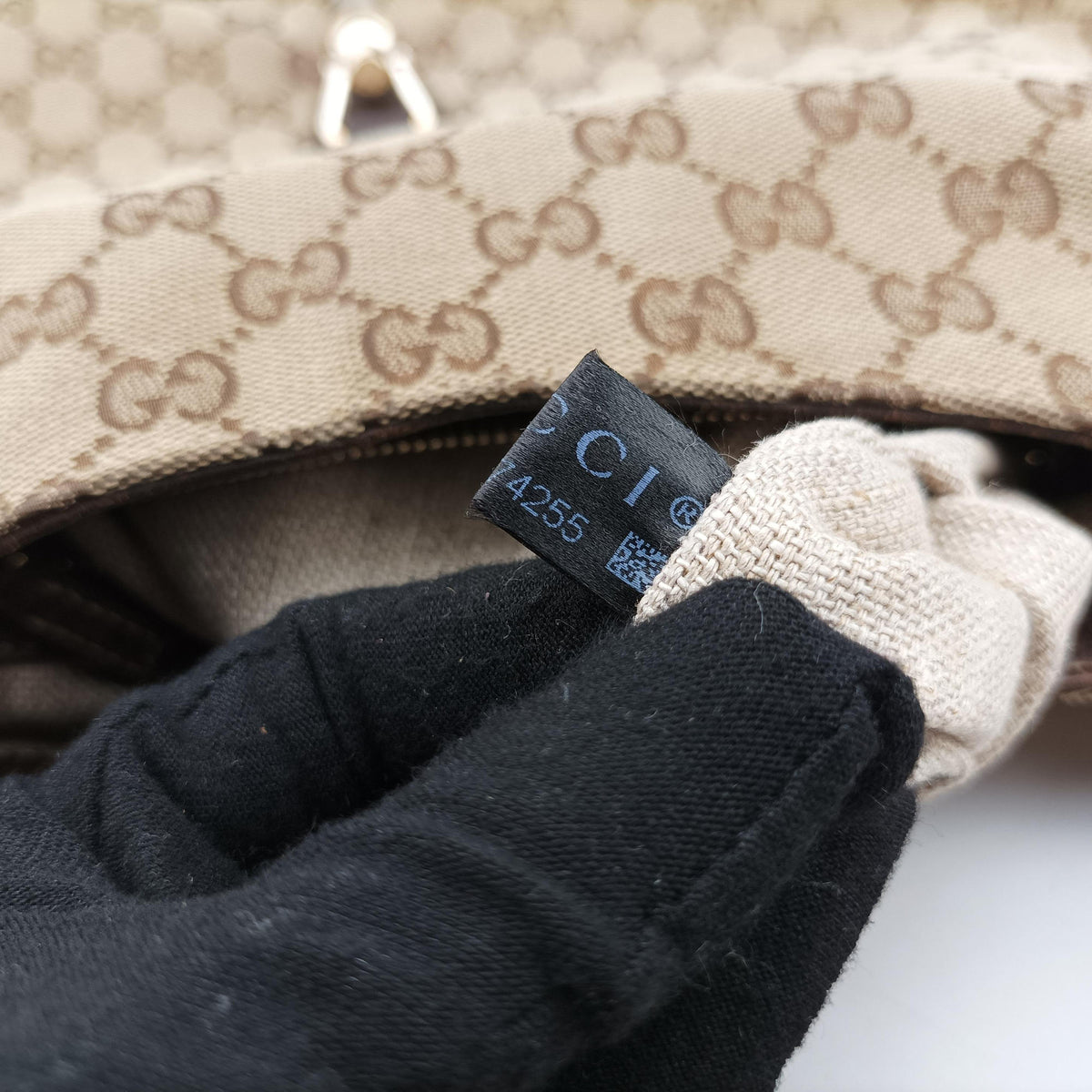 New Jackie Beige×Brown canvas×Leather 246907 F011274255ニュージャッキー ベージュ×ブラウン キャンバス×レザー 246907 F011274255