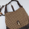New Jackie Beige×Brown canvas×Leather 246907 F011274255ニュージャッキー ベージュ×ブラウン キャンバス×レザー 246907 F011274255