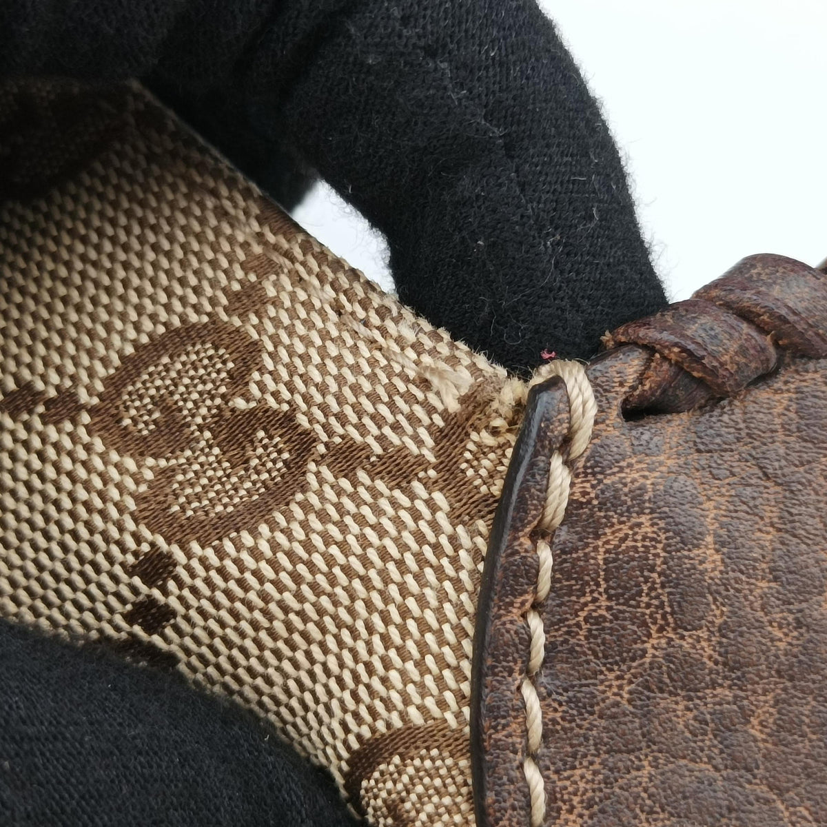 New Jackie Beige×Brown canvas×Leather 246907 F011274255ニュージャッキー ベージュ×ブラウン キャンバス×レザー 246907 F011274255