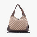New Jackie Beige×Brown canvas×Leather 246907 F011274255ニュージャッキー ベージュ×ブラウン キャンバス×レザー 246907 F011274255