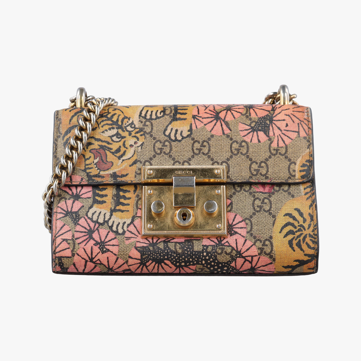 Padlock beige×Multicolour PVC coated canvas×Leather 409487 F021107614パドロック ベージュ×マルチカラー PVCコーティングキャンバス×レザー 409487 F021107614