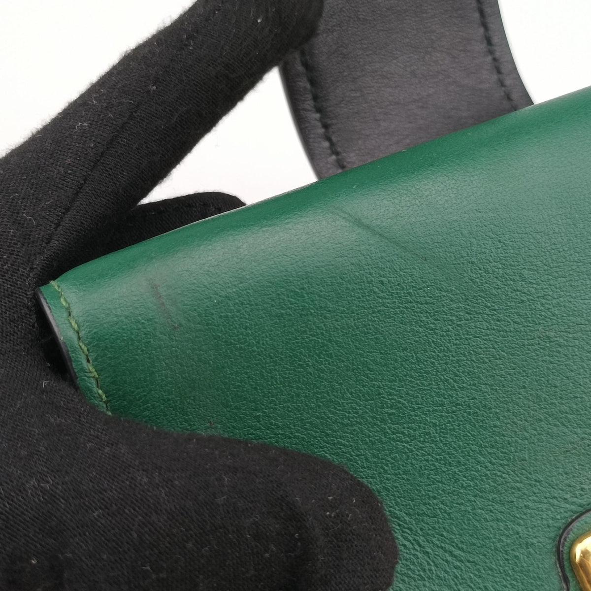 City Calf Cahier Green×black leather 25シティカーフ カイエ グリーン×ブラック レザー 25