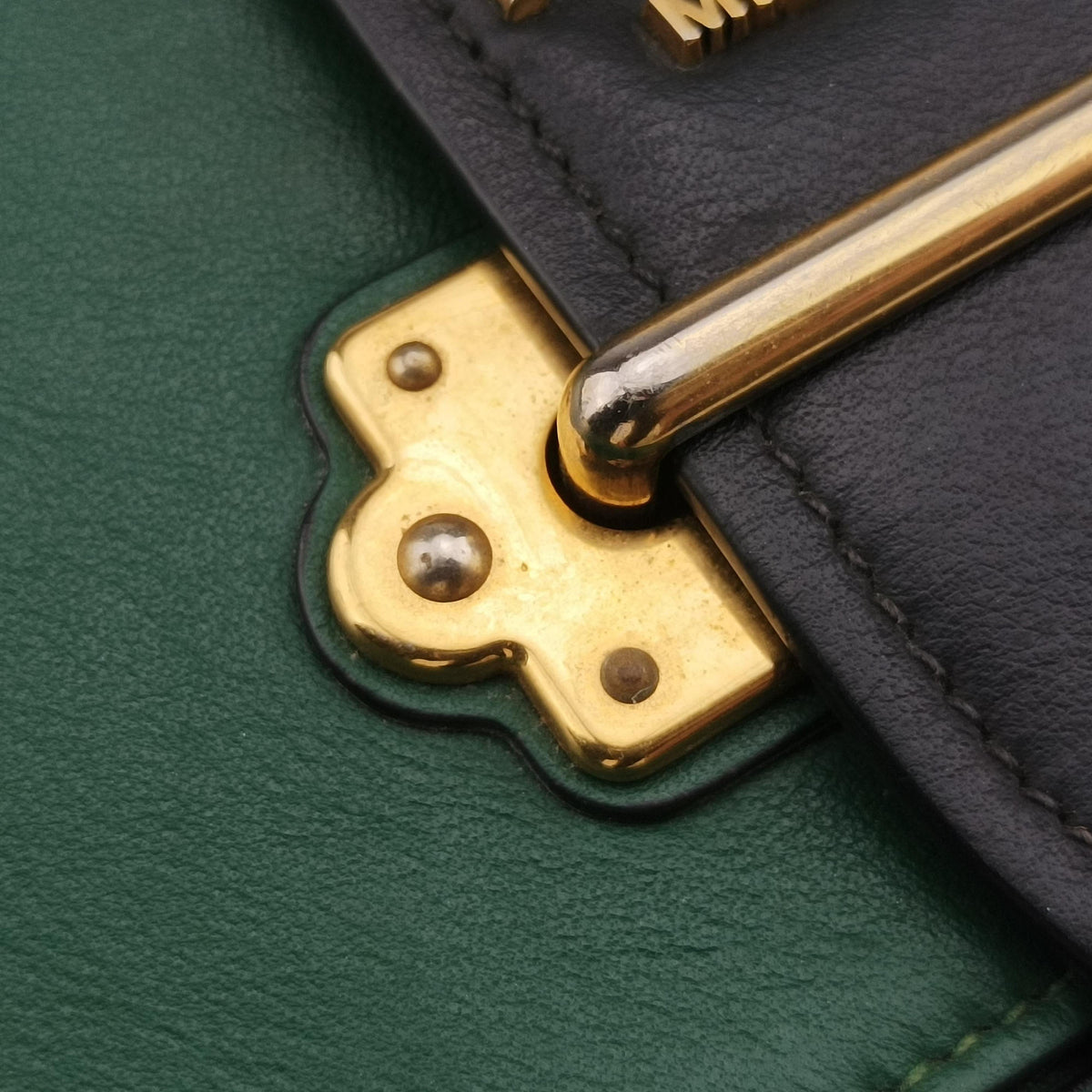 City Calf Cahier Green×black leather 25シティカーフ カイエ グリーン×ブラック レザー 25