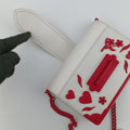 Cahier Heart and Flower White×red leather 25 Pカイエ ハート フラワー ホワイト×レッド レザー 25 P