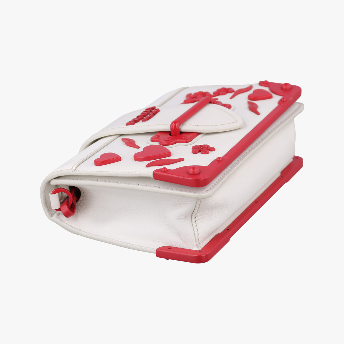 Cahier Heart and Flower White×red leather 25 Pカイエ ハート フラワー ホワイト×レッド レザー 25 P