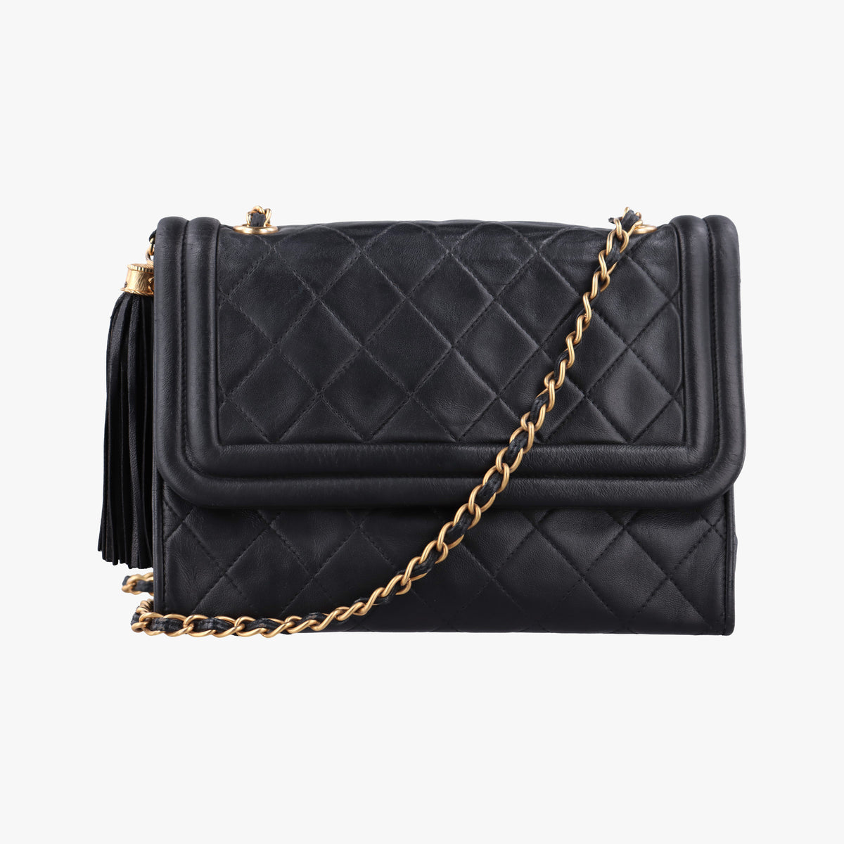 Matelasse fringe Black Lambskin 1141012マトラッセ フリンジ付き ブラック ラムスキン 1141012