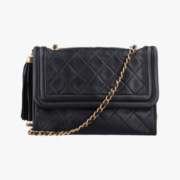 Matelasse fringe Black Lambskin 1141012マトラッセ フリンジ付き ブラック ラムスキン 1141012