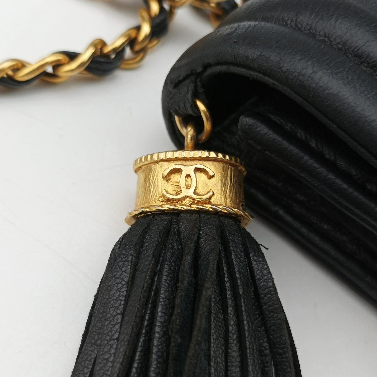 Matelasse fringe Black Lambskin 1141012マトラッセ フリンジ付き ブラック ラムスキン 1141012
