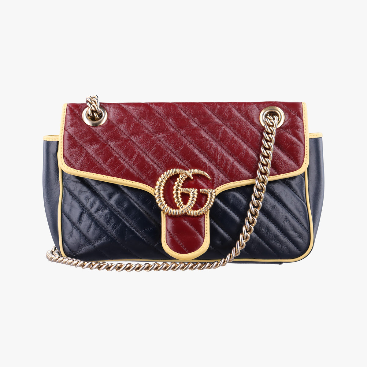 GG Marmont Navy×Red×Yellow Leather 443497 E034999119GGマーモント ネイビー×レッド×イエロー レザー 443497 E034999119