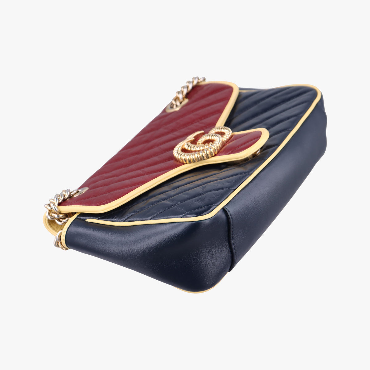 GG Marmont Navy×Red×Yellow Leather 443497 E034999119GGマーモント ネイビー×レッド×イエロー レザー 443497 E034999119