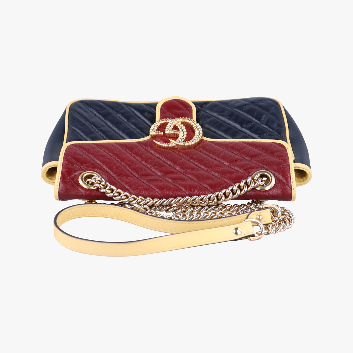 GG Marmont Navy×Red×Yellow Leather 443497 E034999119GGマーモント ネイビー×レッド×イエロー レザー 443497 E034999119